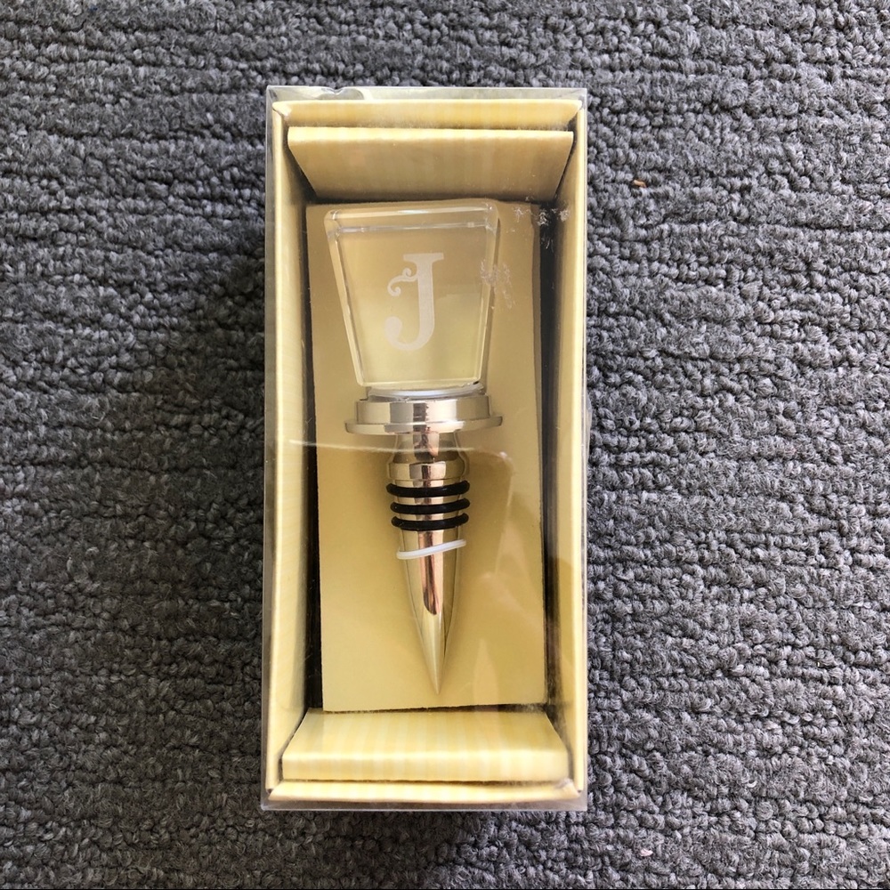 NIB Monogram Wine Stopper “J”